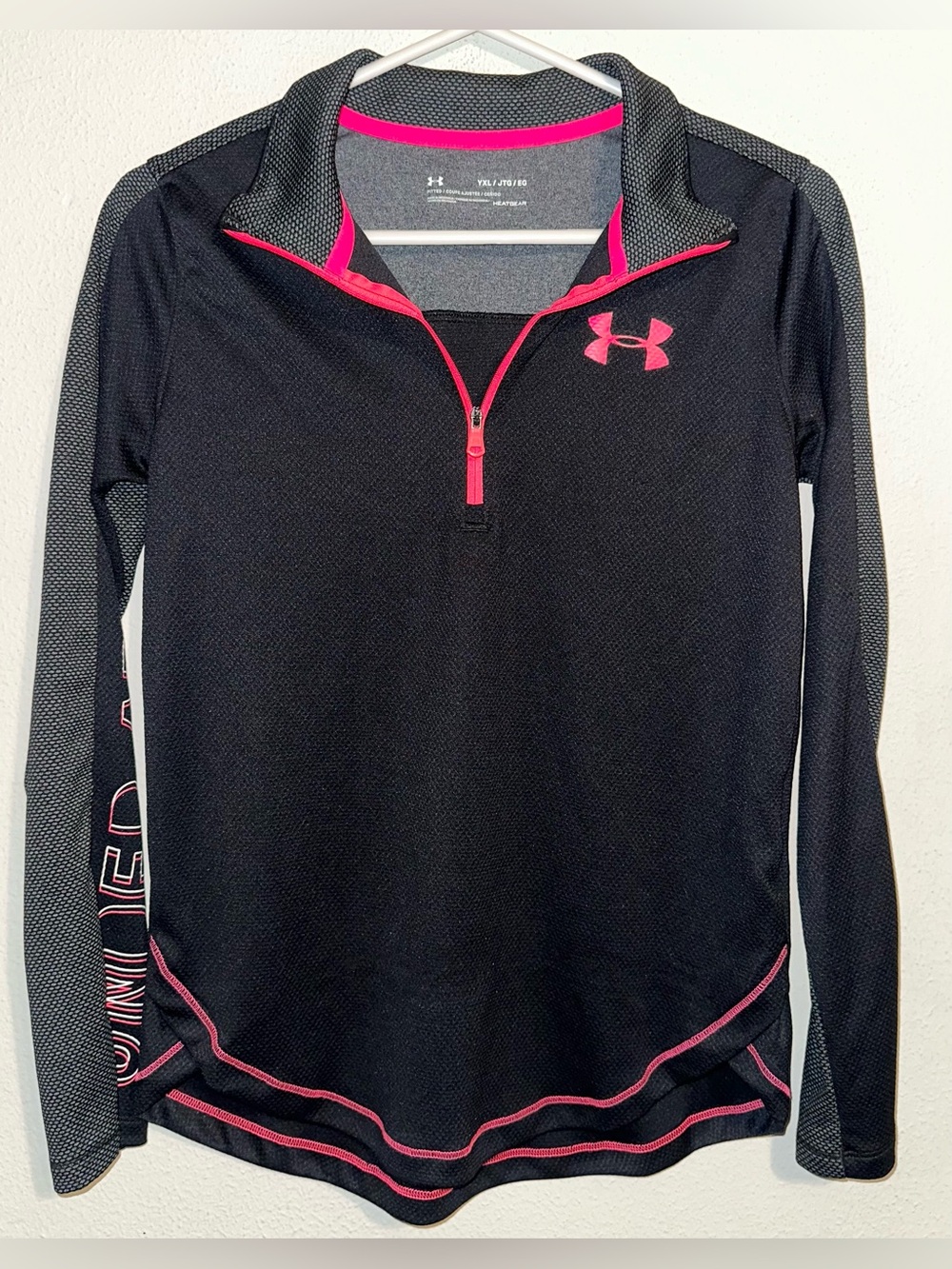 Under Armour Kids Long Sleeve Black and Pink Shirt
